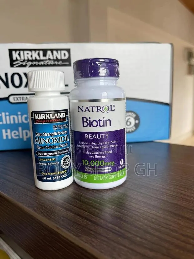 Kirkland Minoxidil Liquid + Natrol Biotin (100 Tabs ) Combo · Photo 1