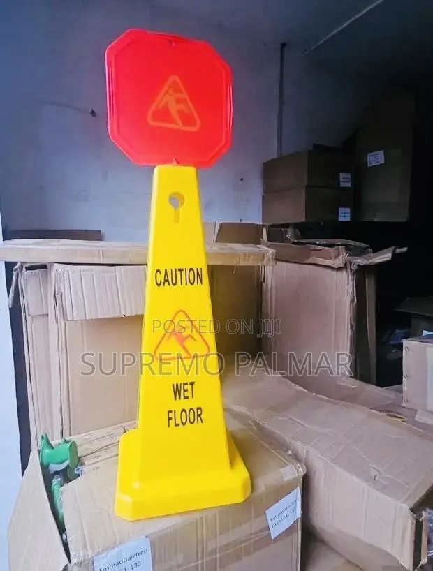 Yellow Corn Wet Floor Sign – With Red Slipping-Person Warning Caution · Photo 1