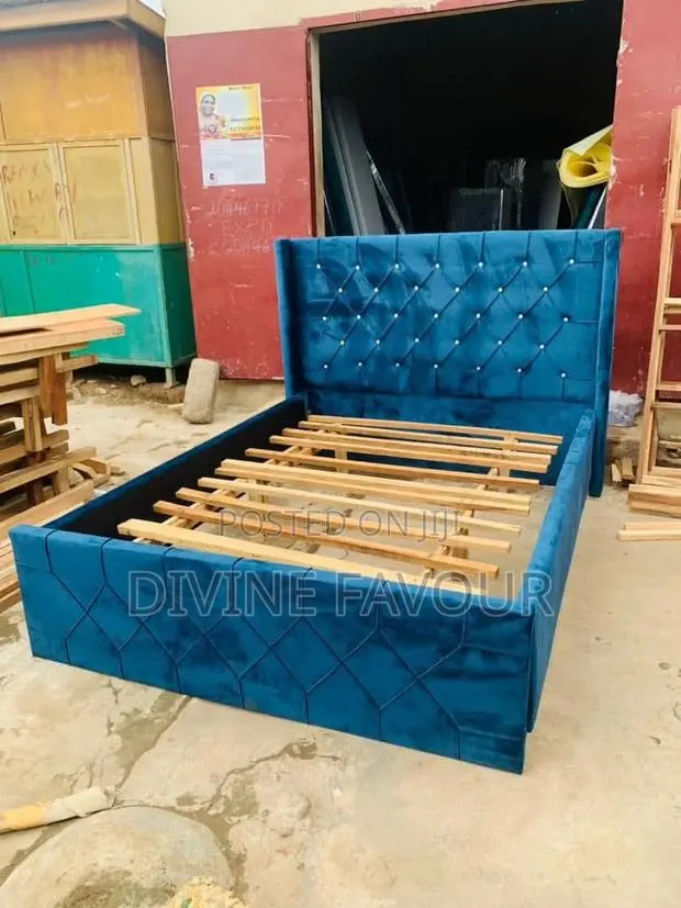 Suede Double Bed Frame Available for Sale · Photo 1