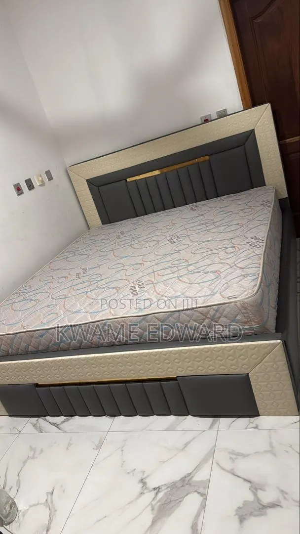Gray Color Queen Size Bed Frame and Mattress Available · Photo 1