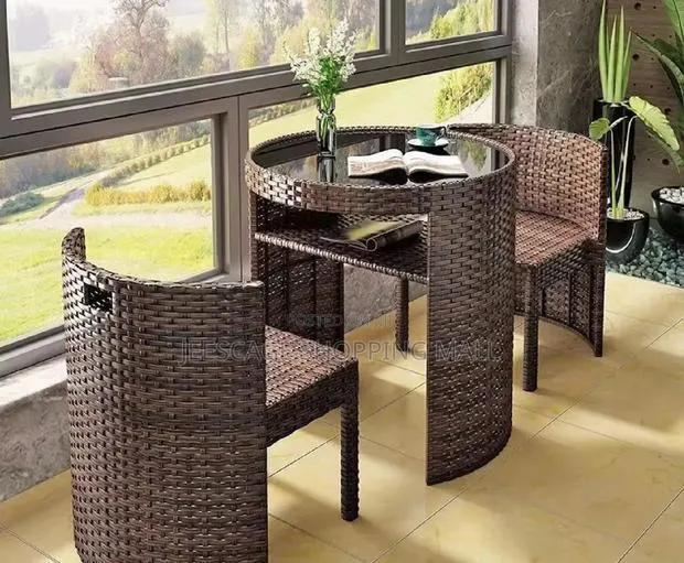 3-Piece Outdoor Wicker Bistro Set With Glass Top Table · Photo 1