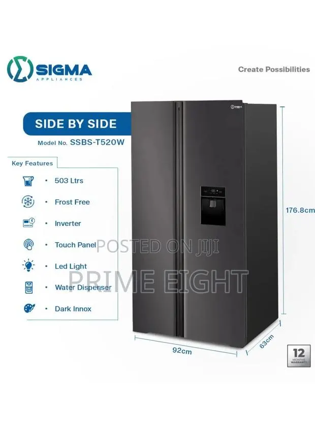 Sigma 503L Side by Side Doors Refrigerator SSBS-T520W Available · Photo 1