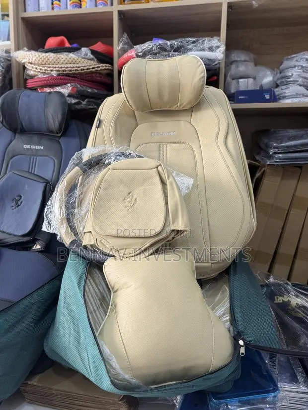 Premium Beige Nappa Leather Car Seat Cover · Photo 1
