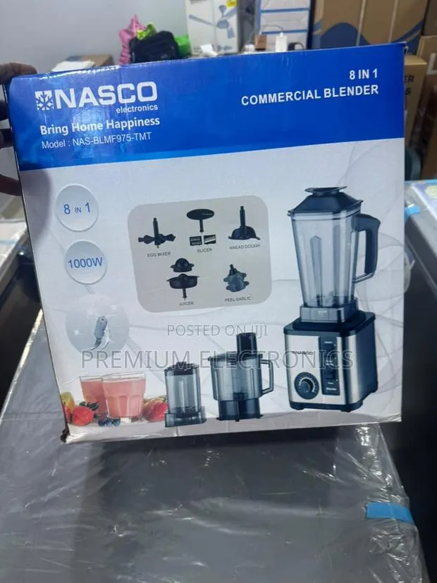 Nasco 1000W 2L 8-in-1 Blender (NAS-BLMF975-TMT) Slicer, Juicer, Egg · Photo 1