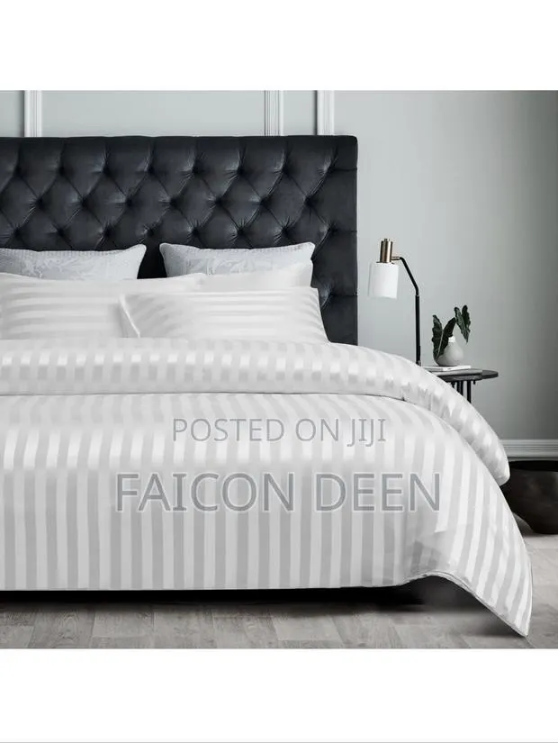 Pure Cotton Excellence ; White Stripped Cotton Duvet Cover Only · Photo 1