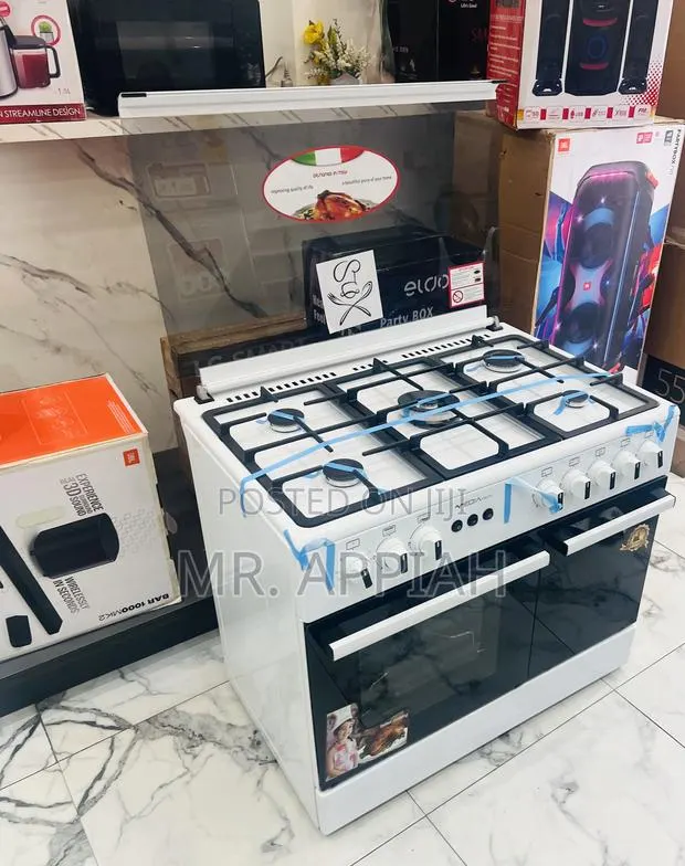 Quality Mediatech 60x90cm Oven and Grill 5 Gas Burner,White · Photo 1