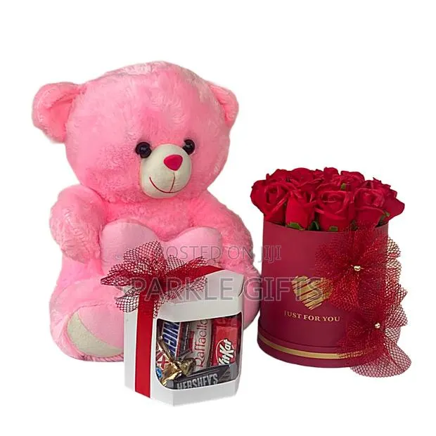 Assorted Chocolate With Rose Bouquet and Hugsy Teddy Bear Paired · Photo 1