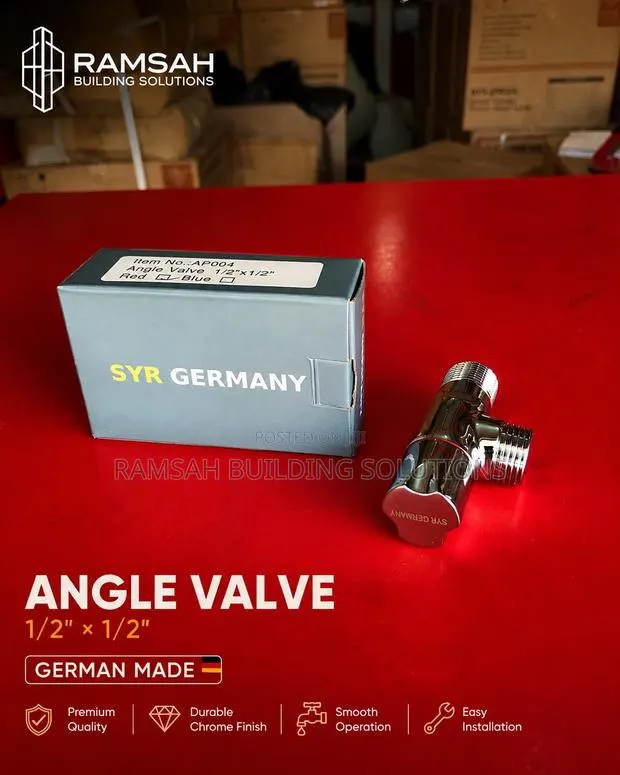German Made Chrome Angle Valve 1/2 X 1/2 · Photo 1
