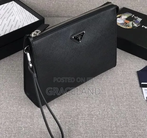 This Is Original Prada Pure Real Leather Pouch for Men · Photo 1