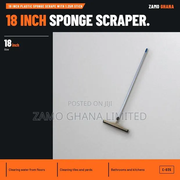 18 Inch Plastic Sponge Scrape With 1.25M Stick - C-035 · Photo 1