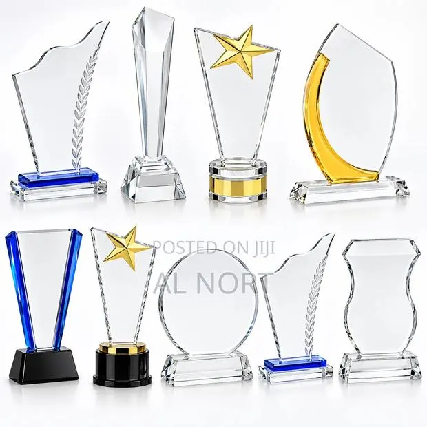 Clear Glass Award Trophy Plaque – Decorative Recognition Award · Photo 1