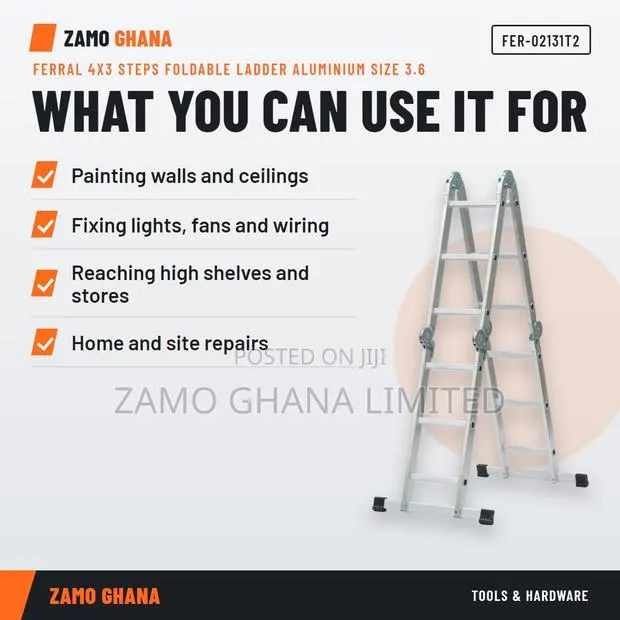 Ferral 4X3 Steps Foldable Ladder Aluminium Size 3.6 - FER-02131T2 · Photo 1