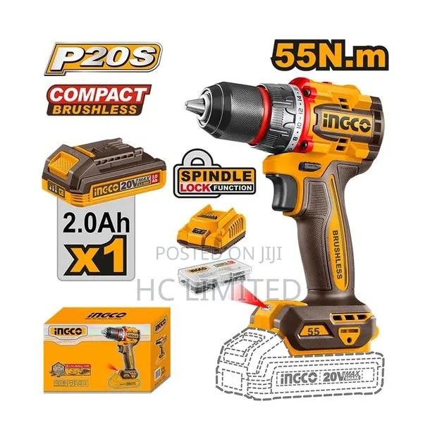 Ingco 55n.M Compact Brushless Cordless Drill- Cdli205582 · Photo 1
