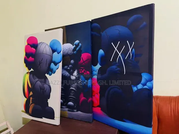 3 Pieces Set Wall Arts Kaws Real Canvas Colourful Frames · Photo 3