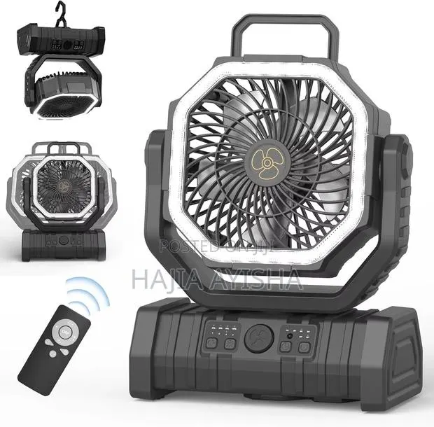 Multifunctional 20,000mAh Solar Rechargeable Fan With Lamp Remote · Photo 1