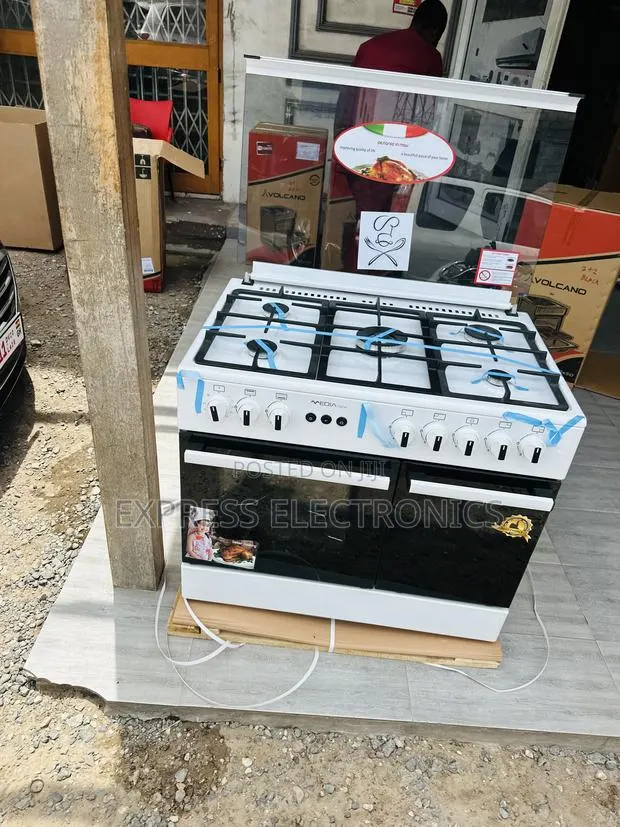 5burner Gas Cooker Oven Grill Rotisserie 60/90 White Midea · Photo 1