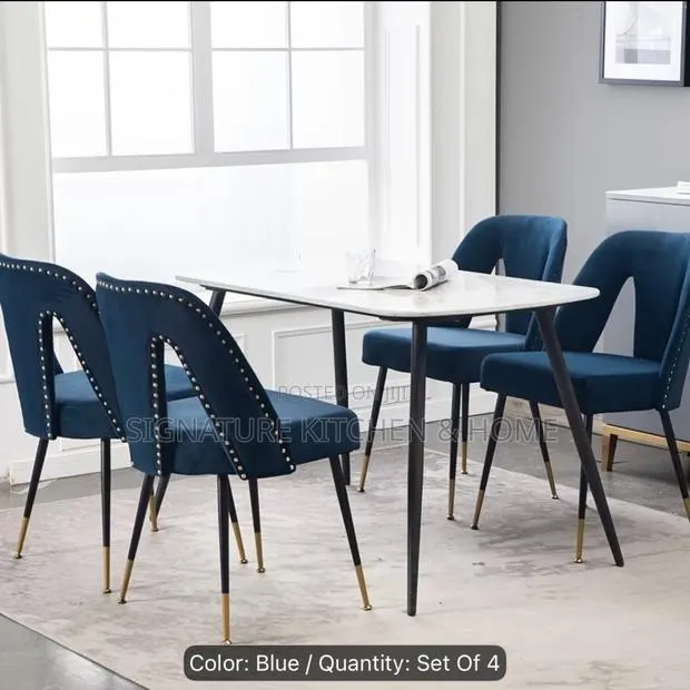 Glass Table 4 Chairs Dinning Set · Photo 1