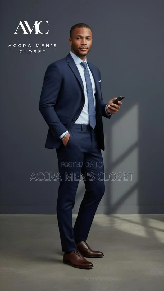 Men’S Slim Fit Navy Blue Suit – 2 Piece Business Smart Casual Suit · Photo 1