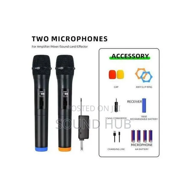 Wireless Microphone 2 Channels VHF Fixed Frequency Handheld · Photo 1