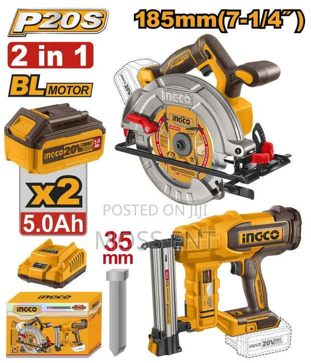 Cordless 20v Circular Saw 7.25" + Brad Nailer 35mm + 2 B - Cosli240866 · Photo 1