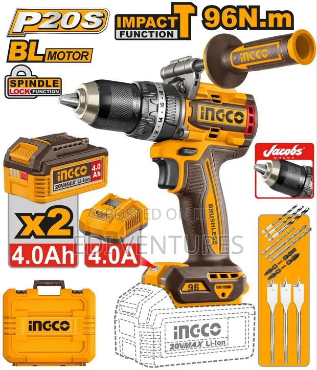 Ingco Cordless Brushless Impact Drill - 96nm - 20v · Photo 1