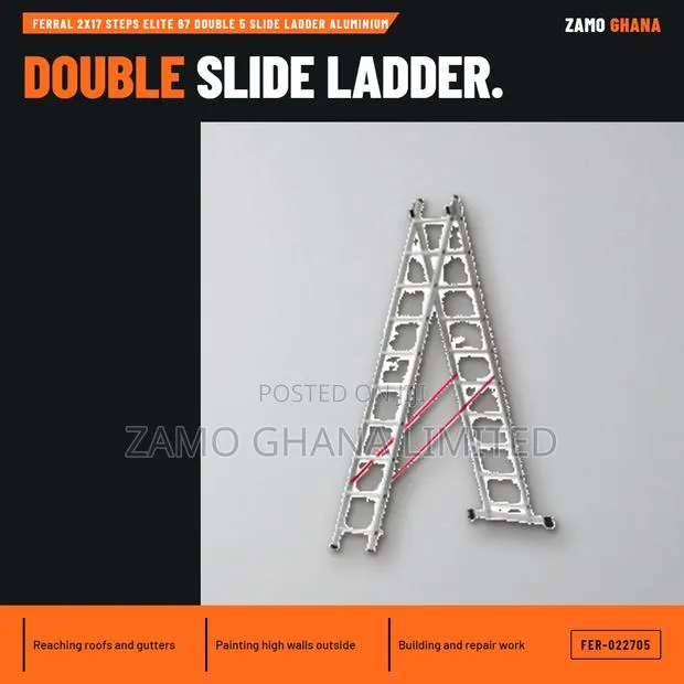 Ferral 2X17 Steps Elite 67 Double 5 Slide Ladder Aluminiu - FER-022705 · Photo 1