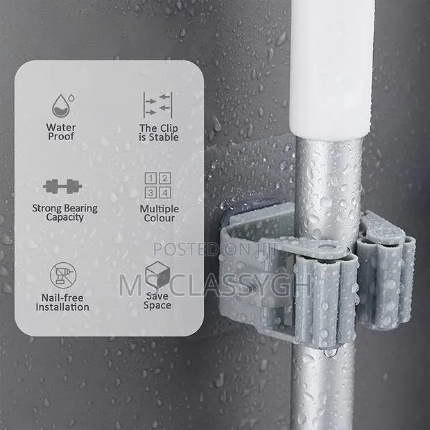 Wall Mount Broom Mop Rack Brush Holder Vacuum Hose Hooks · Photo 1