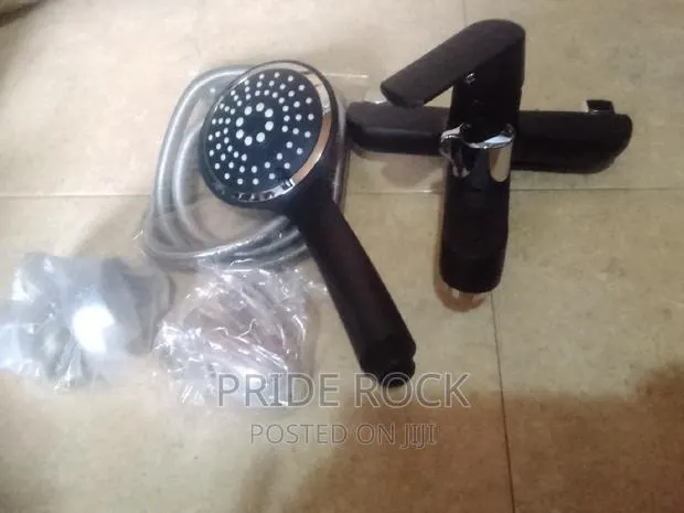 Black and Chrome Telephone Shower Tap, Facet, Rain Shower · Photo 1