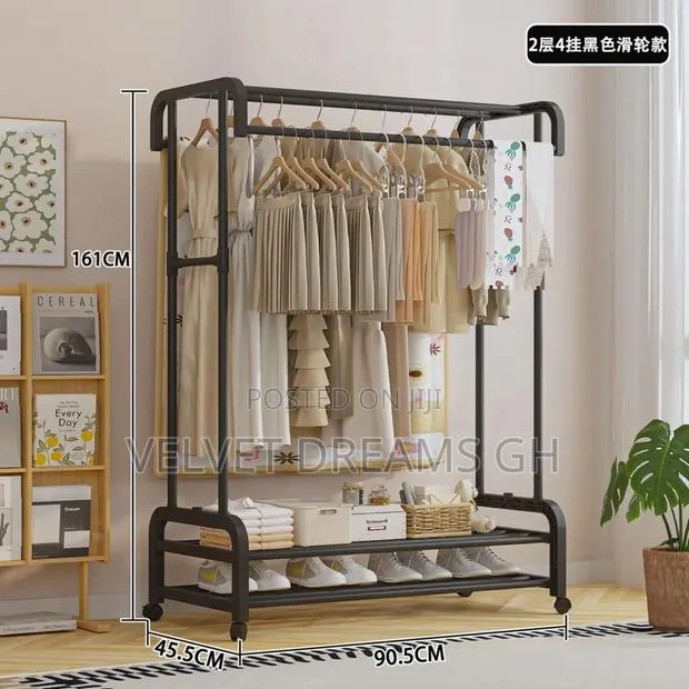 Multi Purpose Double-rod Metal Clothing Rack - · Photo 1