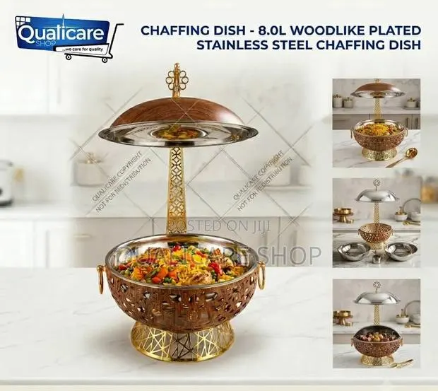 8.0l Woodlike Plated Stainless Steel Chaffing Dish · Photo 1