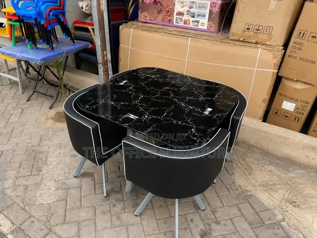Modern Black Glass-Top Dining · Photo 1