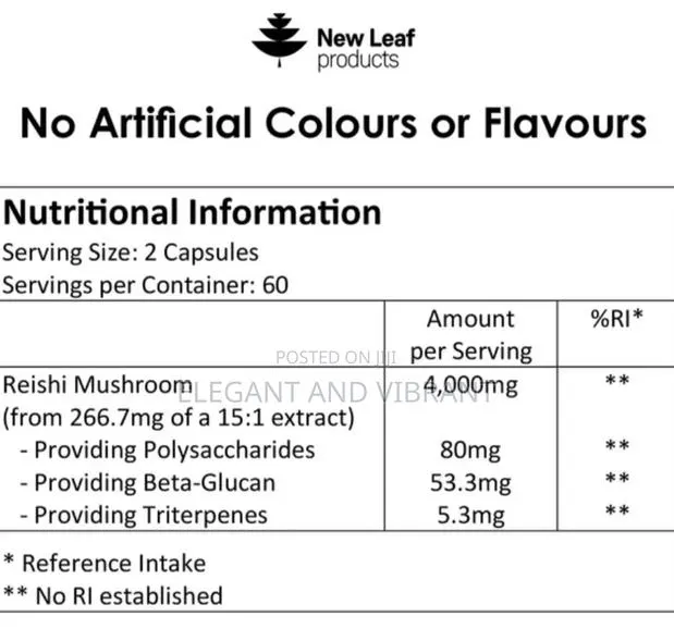 Reishi Mushroom Capsules 120 Capsules · Photo 2