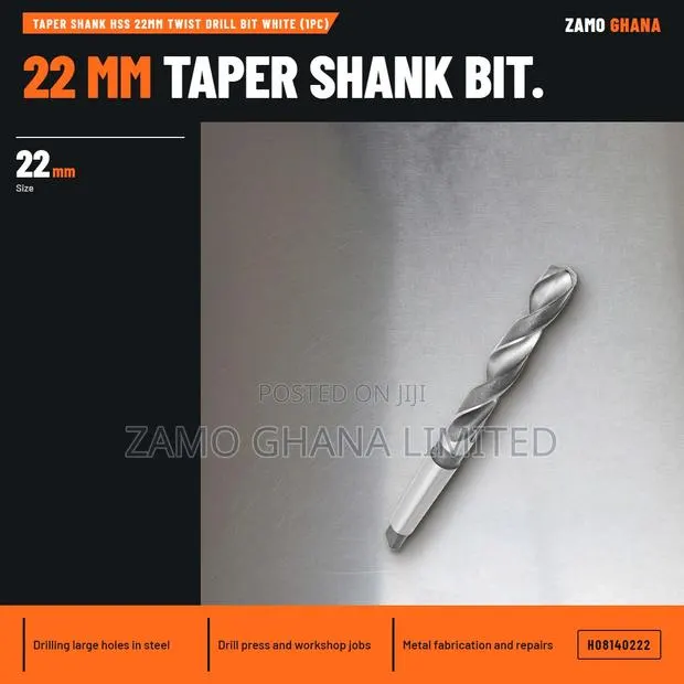 Taper Shank HSS 22Mm Twist Drill Bit White (1Pc) - H · Photo 1