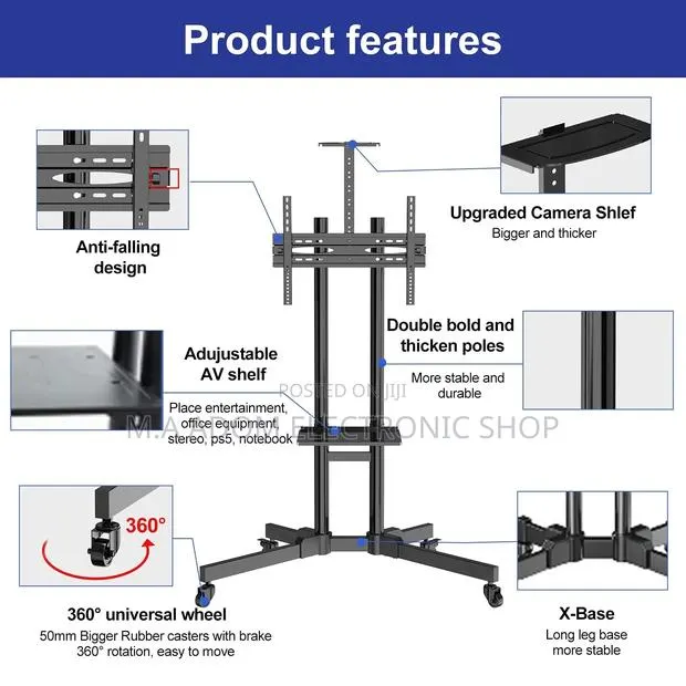 Tv Stand 32”-70” With 360 Degree Wheels · Photo 1