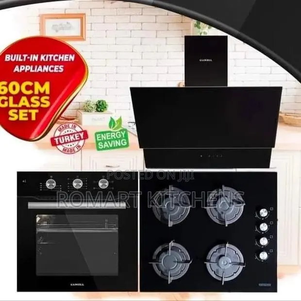 60cm Inbuilt Glass Set. Oven, Burner and Heat Extractor · Photo 1