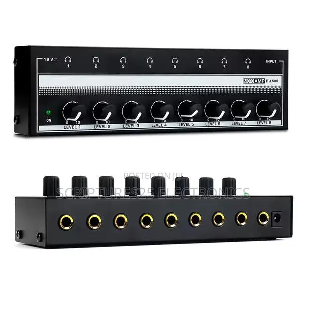 8 Channels Headphone Amplifier (Ha800) With Power Adapter