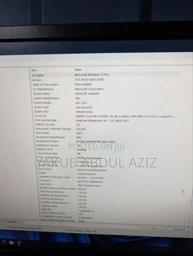 Desktop Computer MSI model 8GB Intel Core i5 HDD 1T · Photo 1