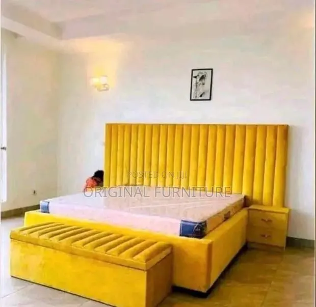 Queen Size Bed Frame With Mattress Side Drawers and Ottoman · Photo 1