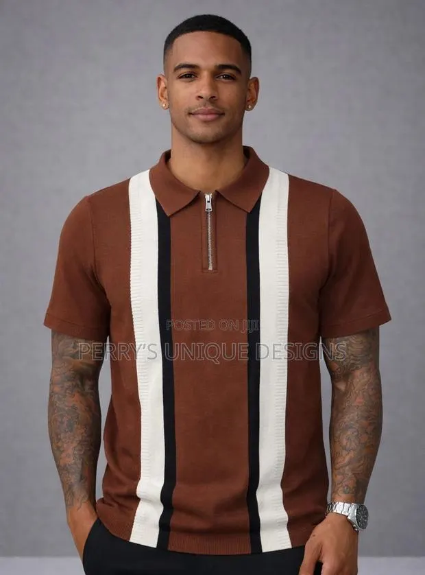 Urban Luxe Zip Polo – Signature Stripe Edition · Photo 1