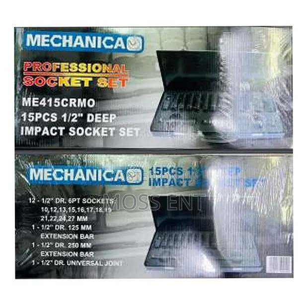 15pcs 1/2inch Deep Impact Socket Set Mechanica - Me415crmo · Photo 1