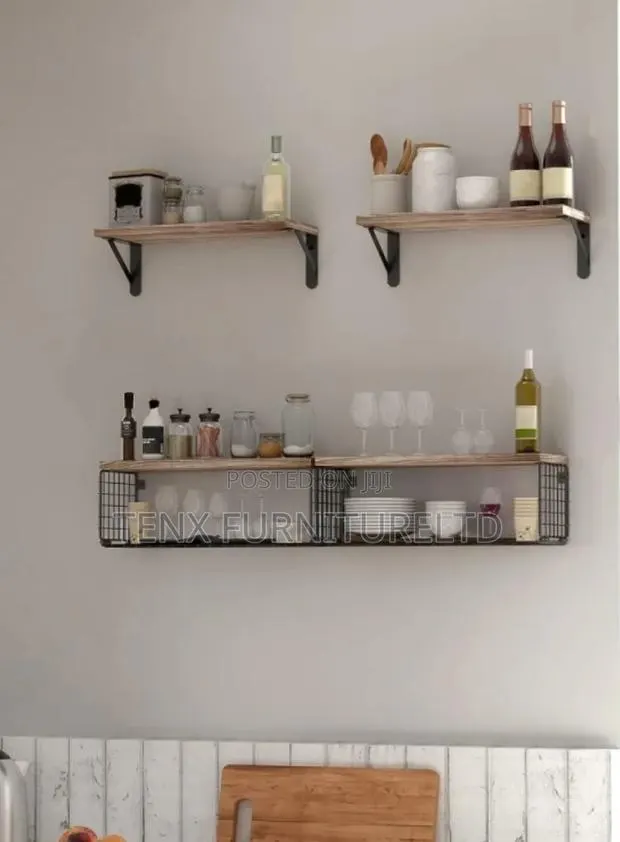 Floating Shelves Iron Rack Organizer Shelf - Brown · Photo 1