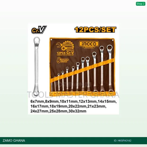 12pcs Offset Ring Spanner - Hkspa3142 · Photo 1