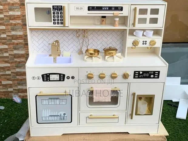 Realistic Kids Wooden Play Kitchen With Accessories Light Sound · Photo 1