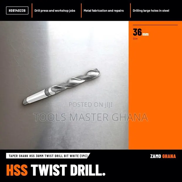 Taper Shank HSS 36Mm Twist Drill Bit White (1Pc) - H · Photo 1