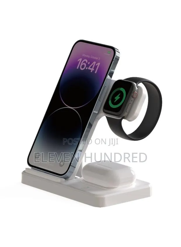 15w 3-in-1 Multifunction Folding Wireless Charger (White) · Photo 1