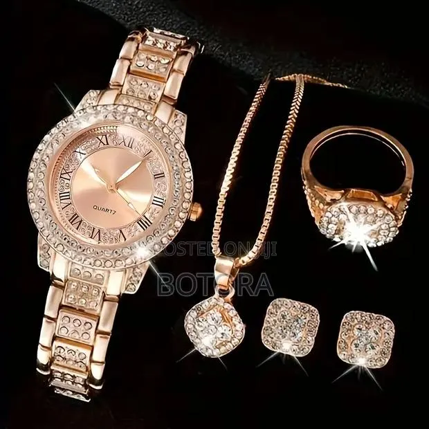 Battery Replacement Required 5-in-1 Women’S Jewelry Set – Rose Gold · Photo 1