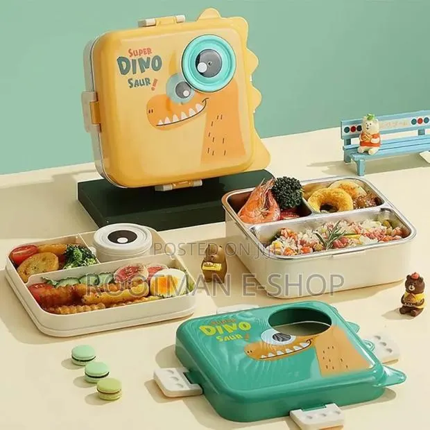 Dinosaur Cartoon Double Layer Microwaveable Bento Box Child Students · Photo 1