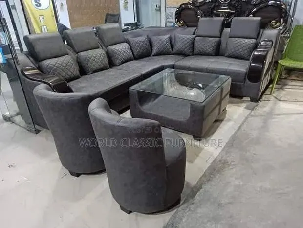 Uxury Charcoal U-Shaped Sectional Sofa Set · Photo 1