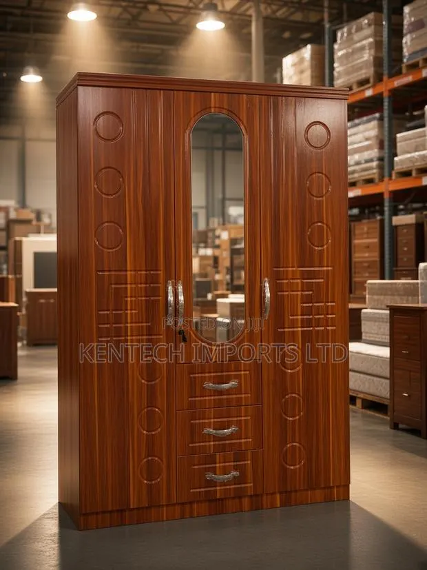 All-in-One Modern Wardrobe: Hanging Space, Mirror Drawer/ 3 Door · Photo 1