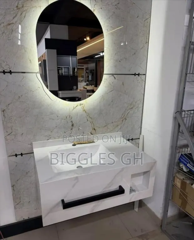 Vanity Cabinet Marble Basin With Led Mirror · Photo 1